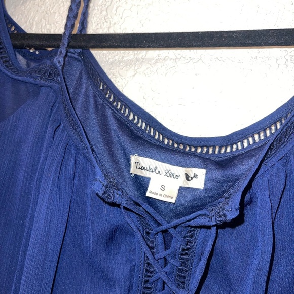 DOUBLE Zero Solid Navy Blue Boho Dress or Tunic blouse Size Small - Picture 3 of 8